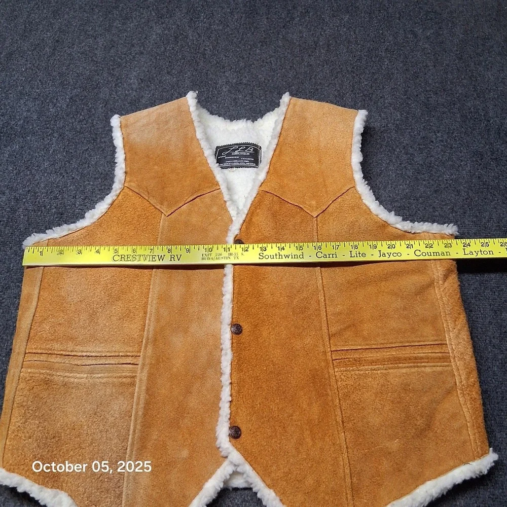 LLB Suede Leather‎ Western Vest Size 44 / XL Brown Sherpa Lined